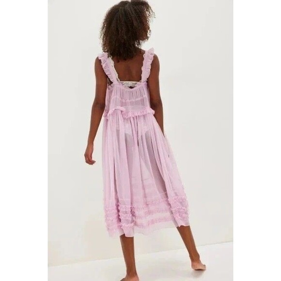 Intimately Free People Moon Phase Midi Slip Dress Ruffle Swingy Sheer S 281919 - Picture 3 of 7